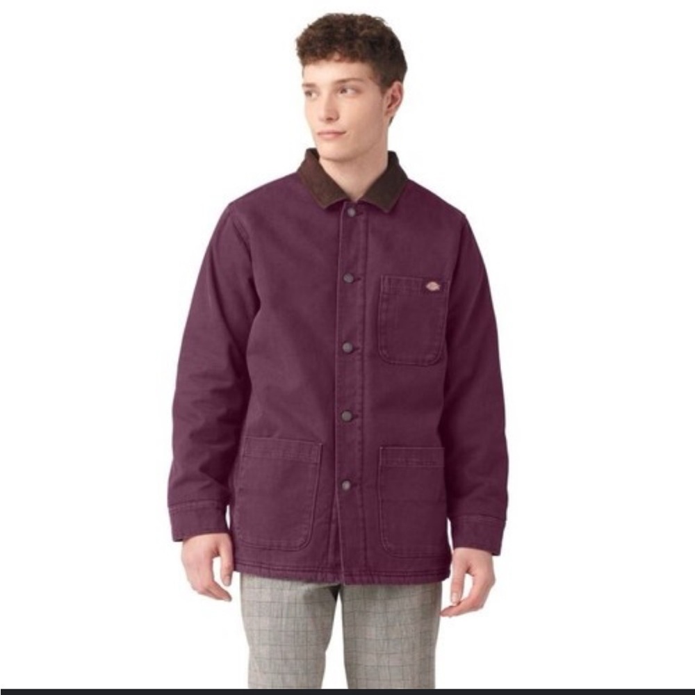 BNWT Dickies Stonewashed Duck Lined Chore Coat Stonewashed Grape Wine Small S